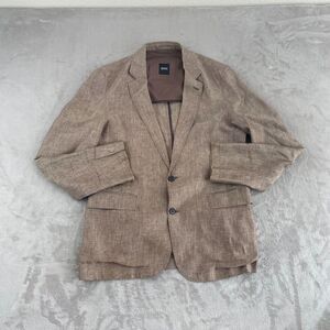 Hugo Boss Mens Blazer‎ Men 40R Pure 100% Linen Brown Lined Sport Coat